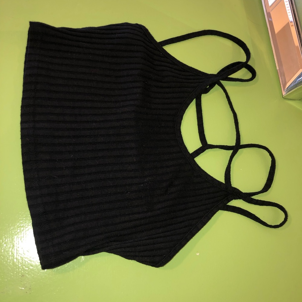 Audrey 3+1 Black Strappy Crop Top